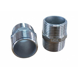 Nipplo Esagonale in Acciaio Inox 316 - Raccordo Idraulico Maschio-Maschio, Doppia Filettatura BSP, Resistente alla Corrosione e 