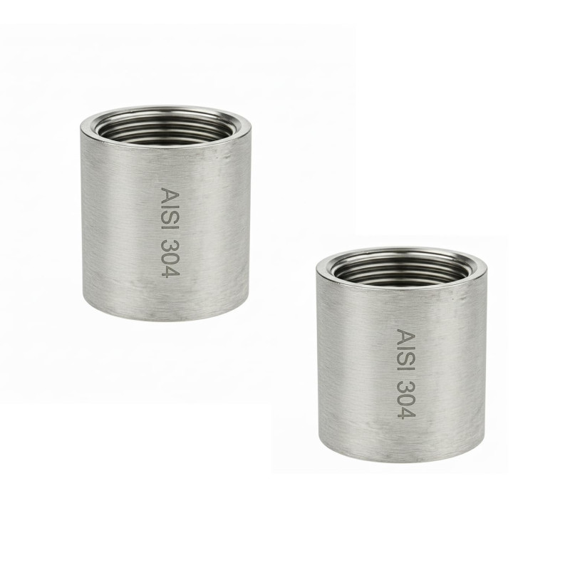 Raccordo Manicotto Cilindrico in Acciaio Inox 304, Connessione F/F Gas, Resistente alla Corrosione e Alte Temperature, Ideale pe