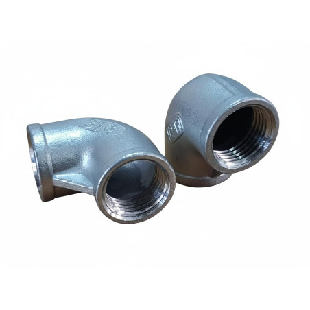 Curva a 90° FILETTATA in Acciaio Inox 316, Gomito per Raccordo Idraulico Filettato Femmina-Femmina, Classe 150, Resistente alla 