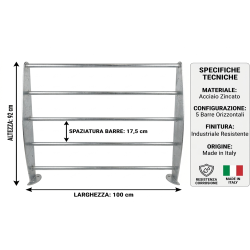 Galvanized Outdoor 5-Bar Railing | Modular Fence System | F.lli Biasco