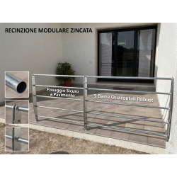 Galvanized Outdoor 5-Bar Railing | Modular Fence System | F.lli Biasco