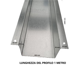Canalina ferro zincato con alette LUNGA 1 METRO uso generale