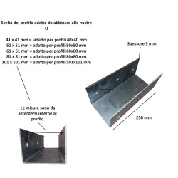 Profilo a U Forato Ferro Grezzo Spessore 3mm
